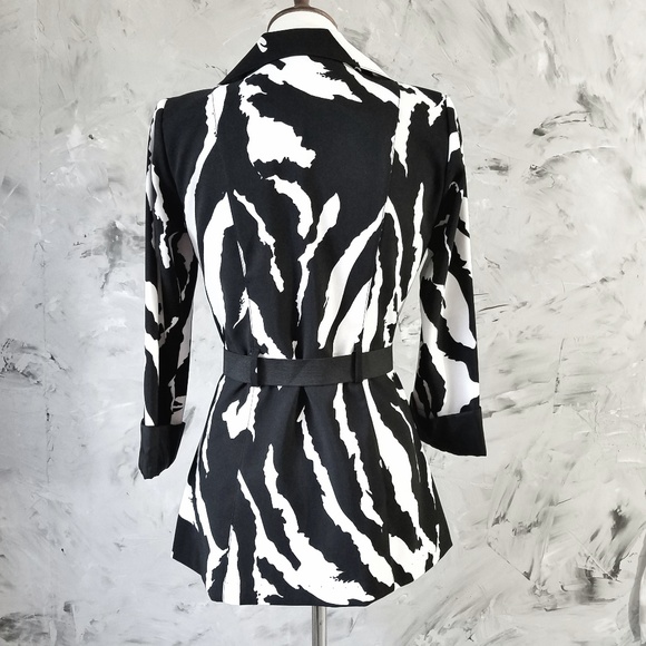 WRAPPER Black & White Short Trench Coat Car Coat - Picture 2 of 8